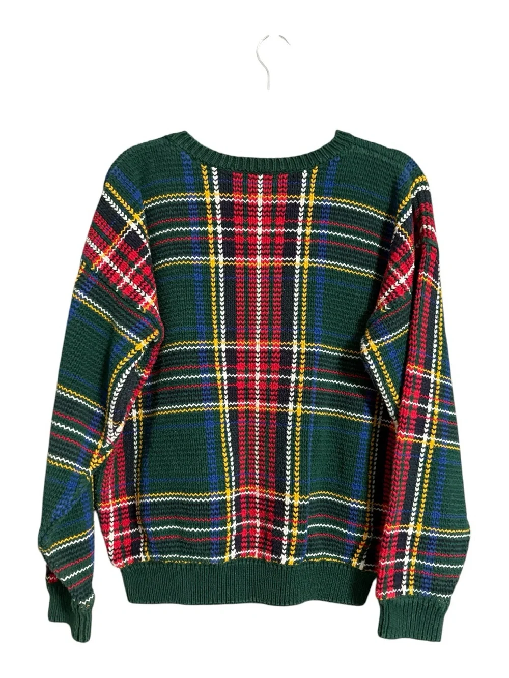 Vintage 90s GAP Men’s Tartan Plaid Cotton Knit Sweater Green Size Small